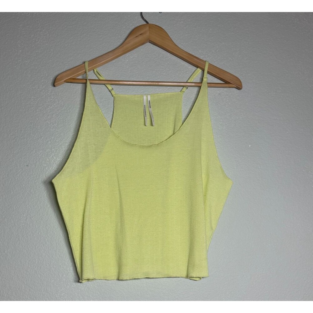 Anthropologie Ribbed Knit Yellow Spaghetti Strap Tank Top Size Large